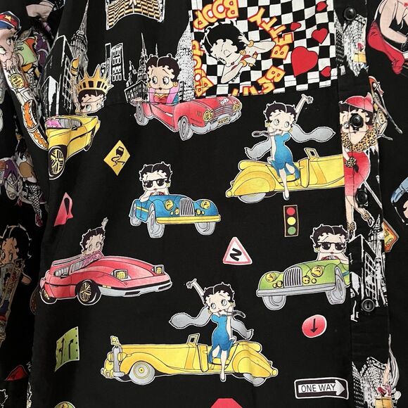 VTG Betty Boop Novelty Bingo Vegas NYC Cotton Button down Long Sleeve Blouse M/L - Picture 5 of 16